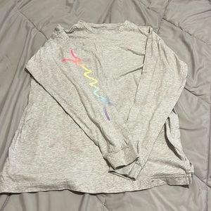 WOMENS VS Pink Campus Long Sleeve Heather Stone Gradient Tee XS